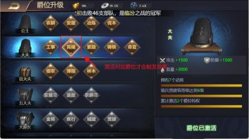 【攻略】爵位等级&特权效果