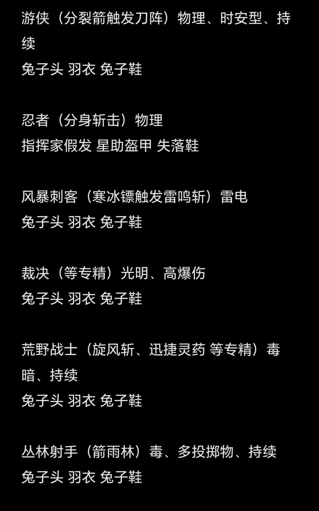 全职业流派一览及乘区表(时安整理) 2
