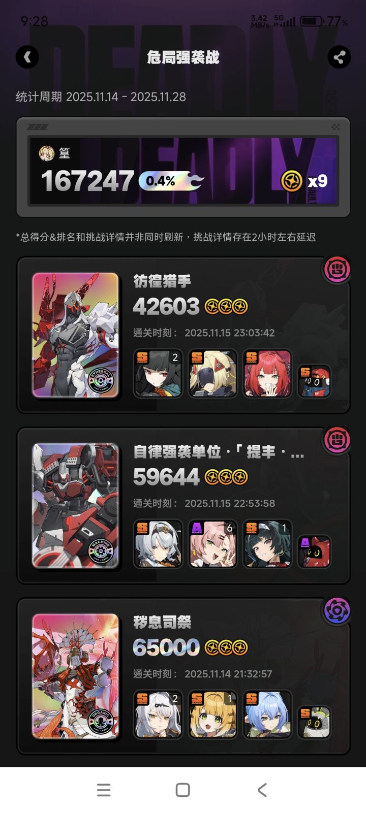 好久没强袭打卡了。截图