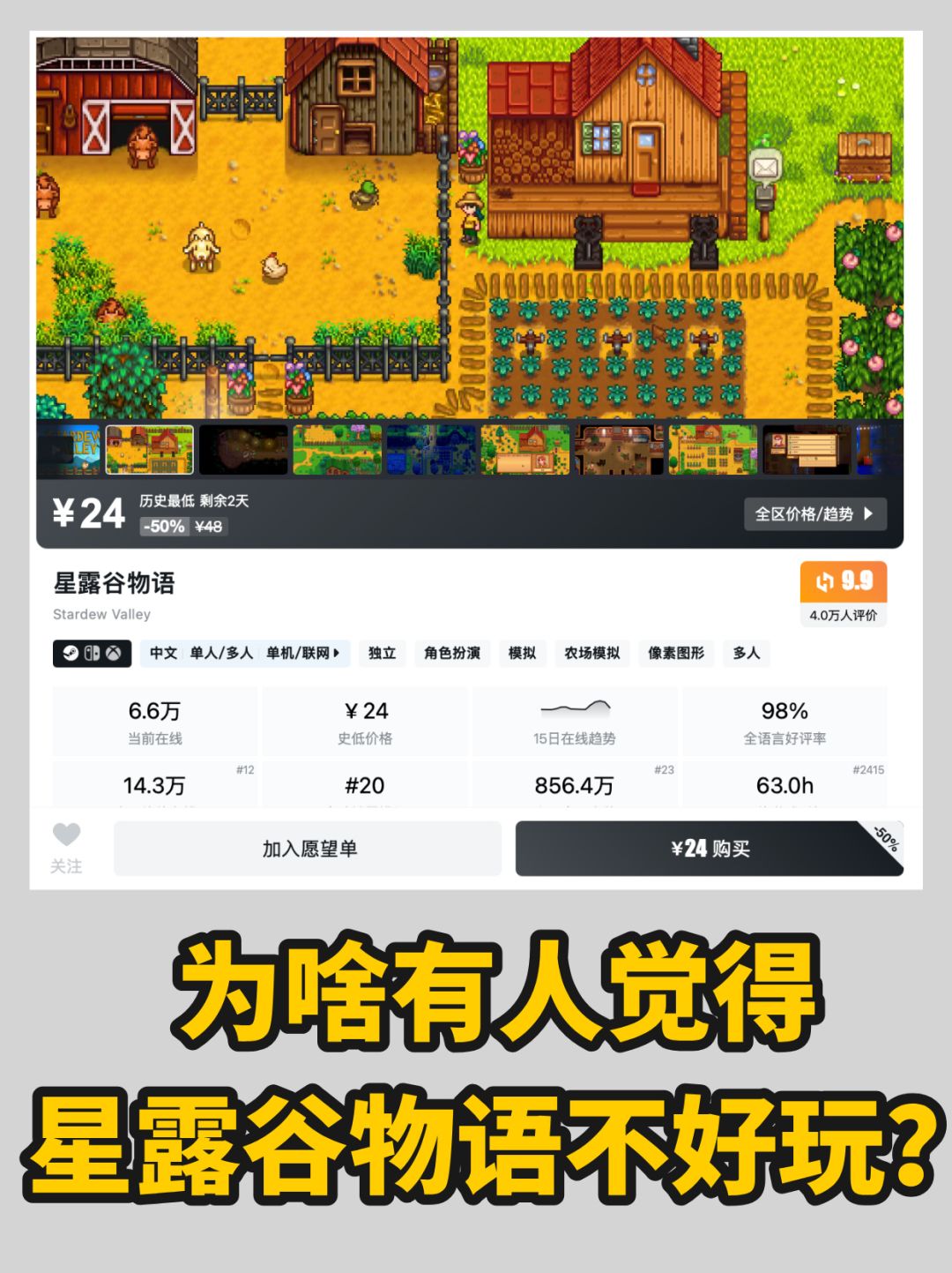 为啥有人觉得《星露谷物语》不好玩? 1