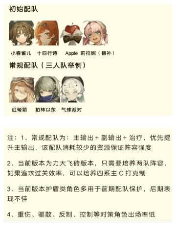 新人快速入门攻略游戏流程及配队推荐（1.2版本）