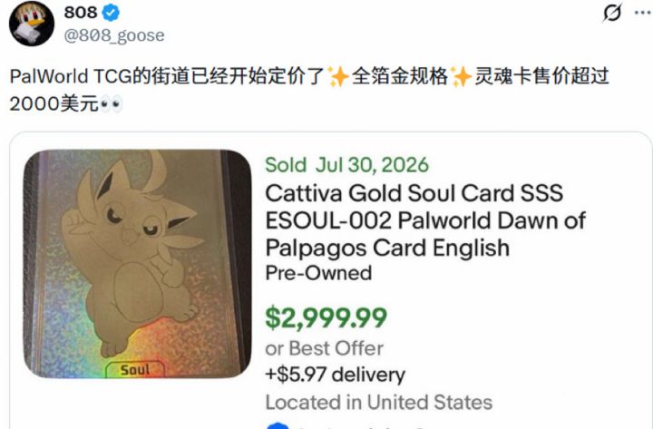 幻兽帕鲁TCG引爆天价炒卡潮!拍出超万美元截图