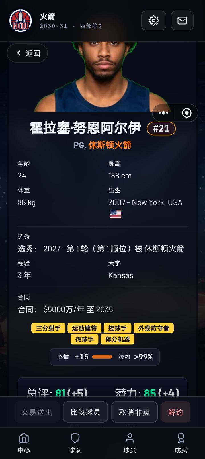 自己从零培养的球员截图
