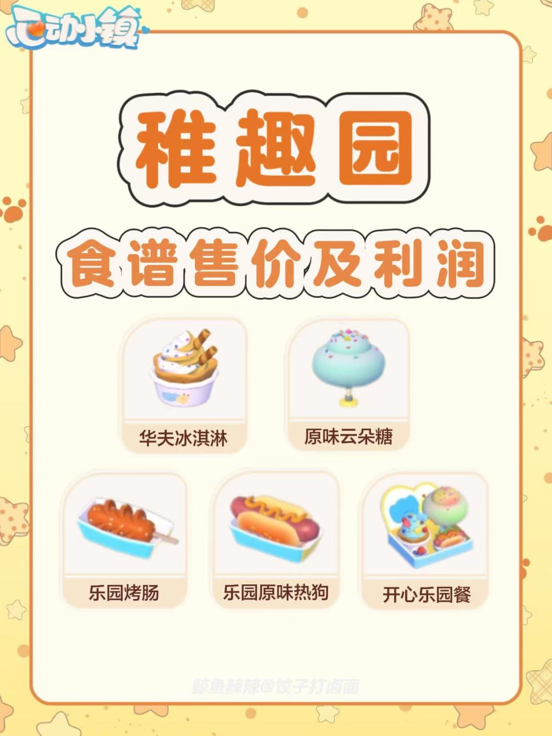 心动小镇–稚趣园食谱、售价及利润（1）截图