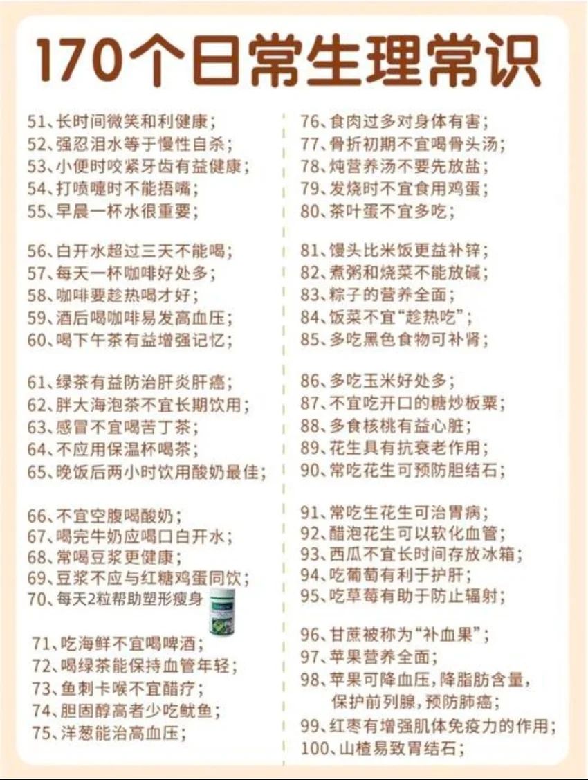 🌟青年大学习|170个日常生理常识🌟 2