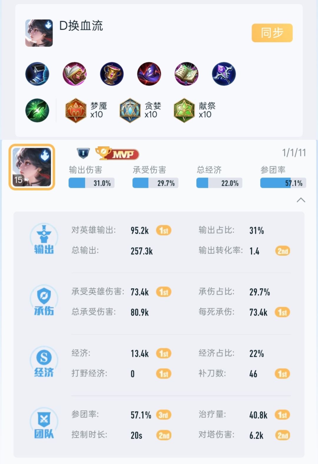 一局打完没一滴血是自己的 1