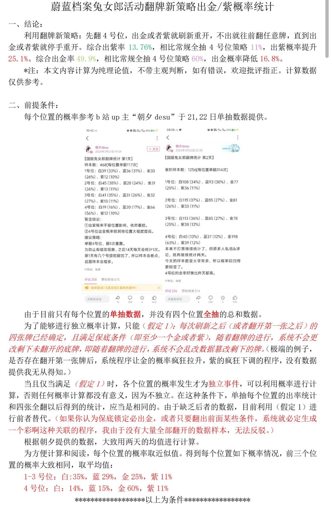 兔女郎翻牌新策略出金紫概率统计 1