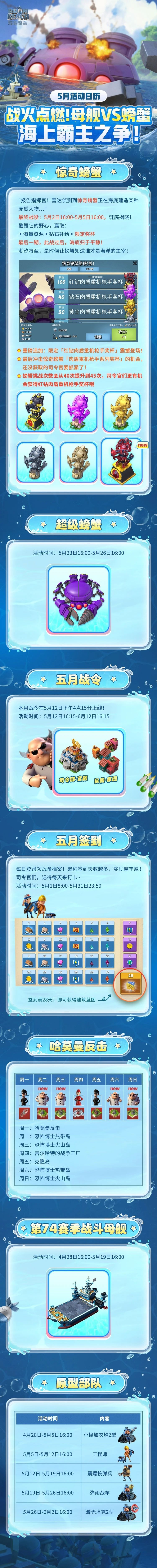 5月活动日历 | 母舰VS螃蟹,海上霸主之争! 1