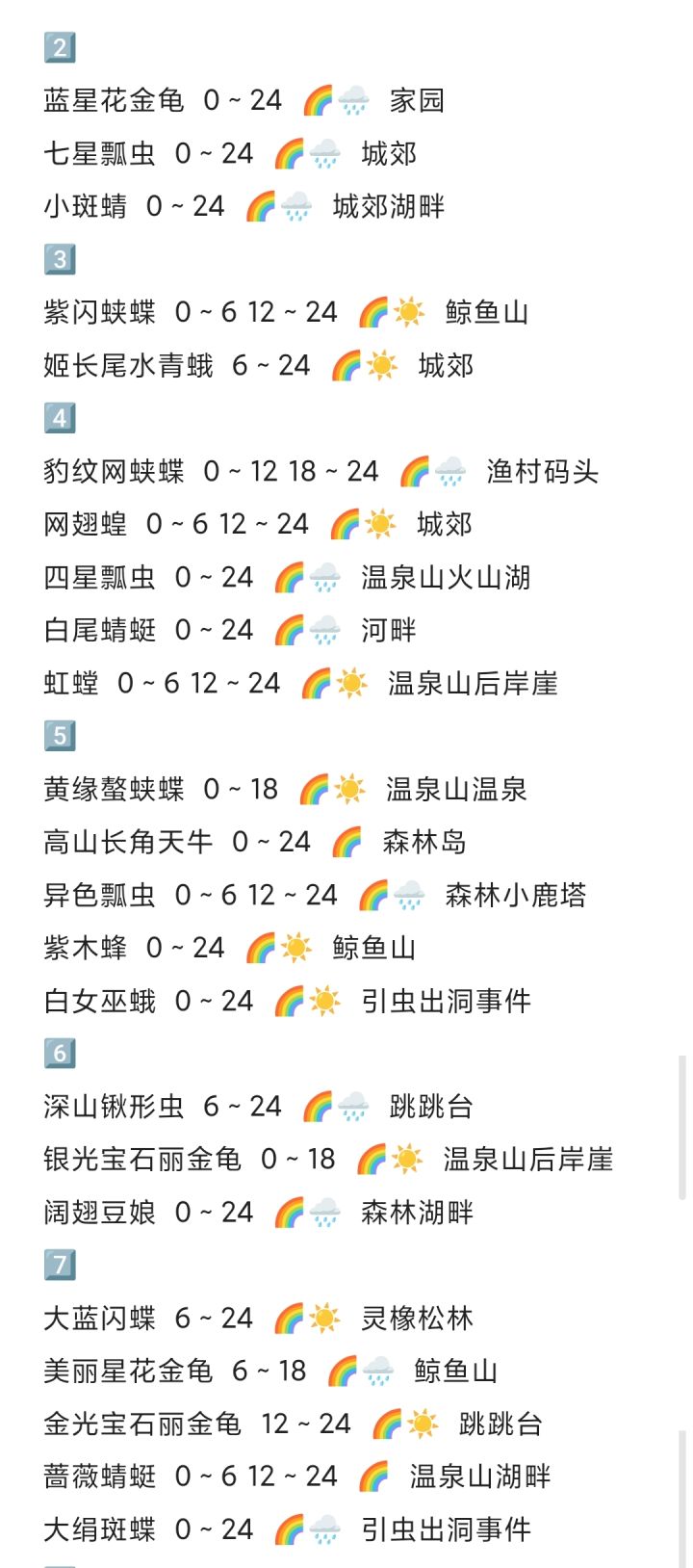 🌈🌧️特殊天气可以捕的虫🐛截图