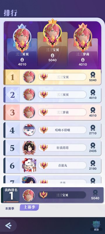 竞技改版后竞技前三留念