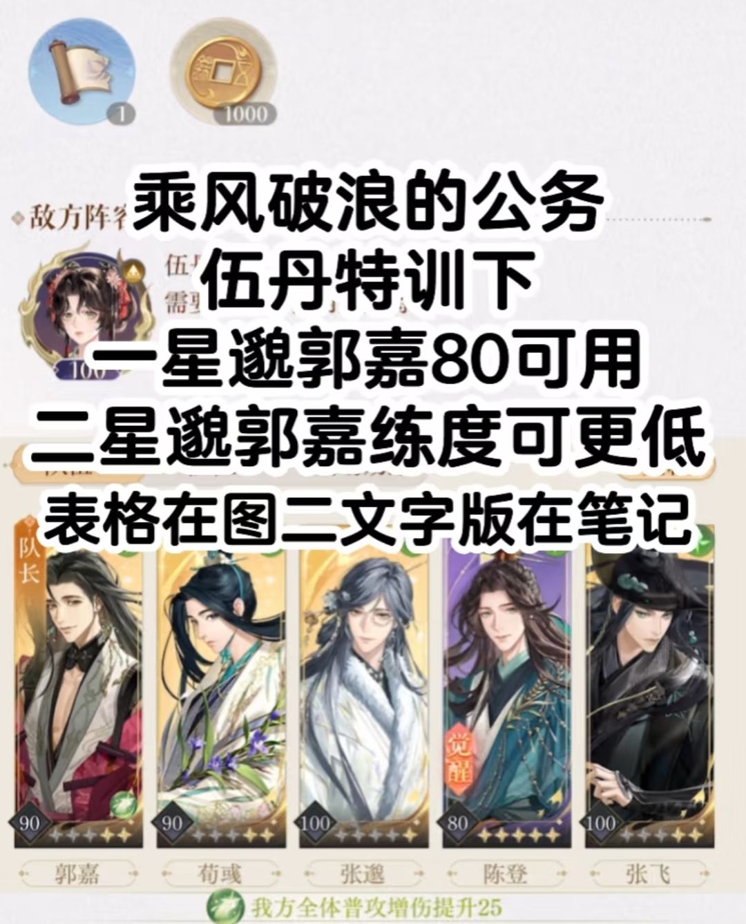 如鸢乘风破浪的公务 伍丹特训下 一星邈攻略截图
