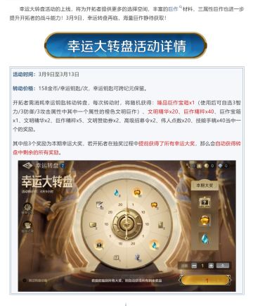 新活动资讯丨幸运转盘限时重启，海量巨作材料等你拿！