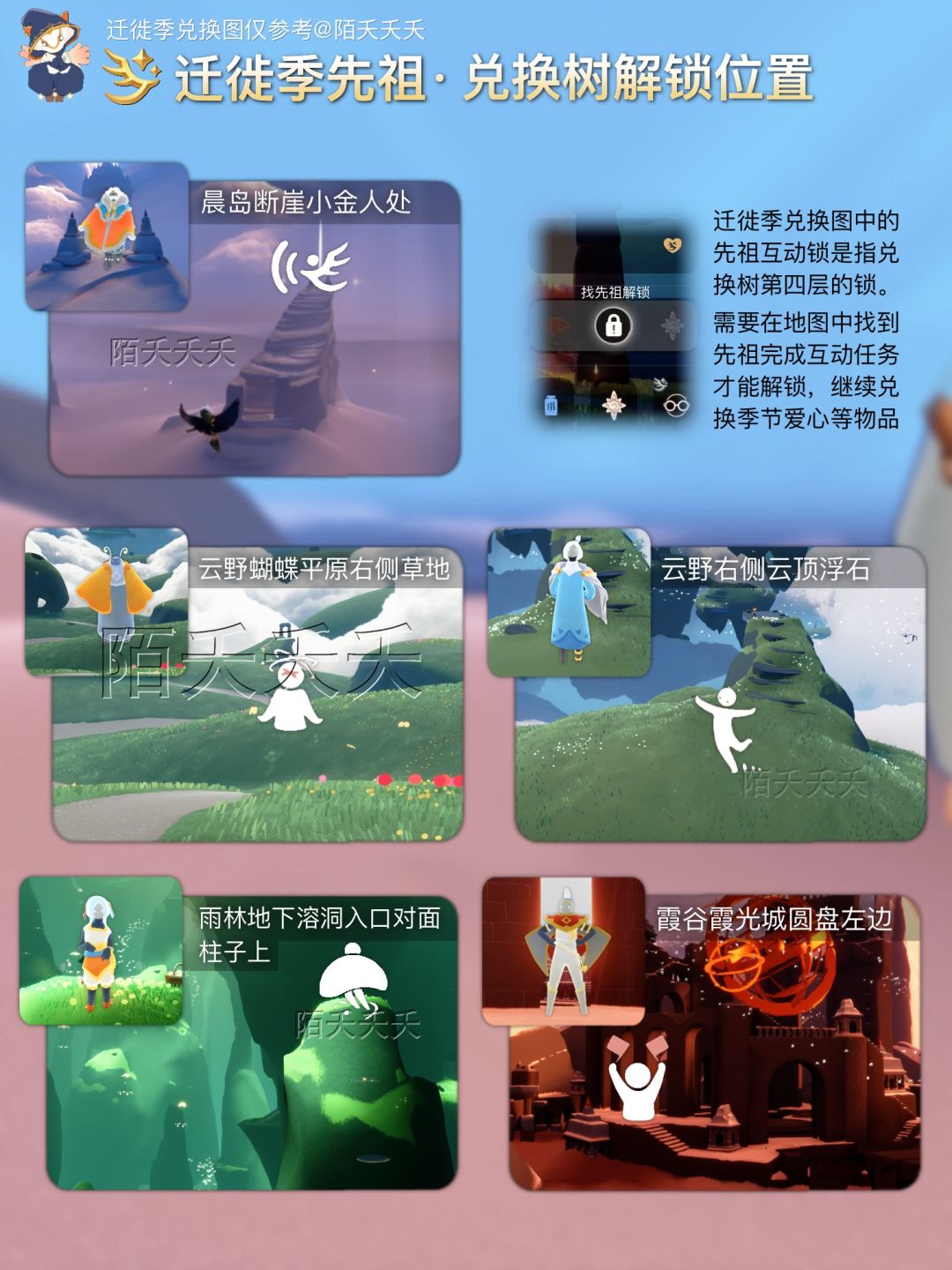 光遇迁徙季兑换图和互动先祖位置 2