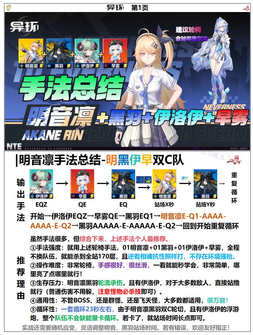异环攻略:明音凛手法总结,明黑伊早双C队 1