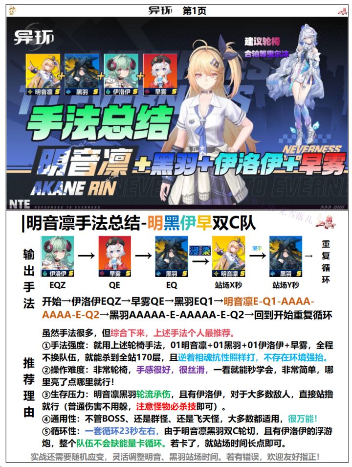 异环攻略：明音凛手法总结，明黑伊早双C队截图