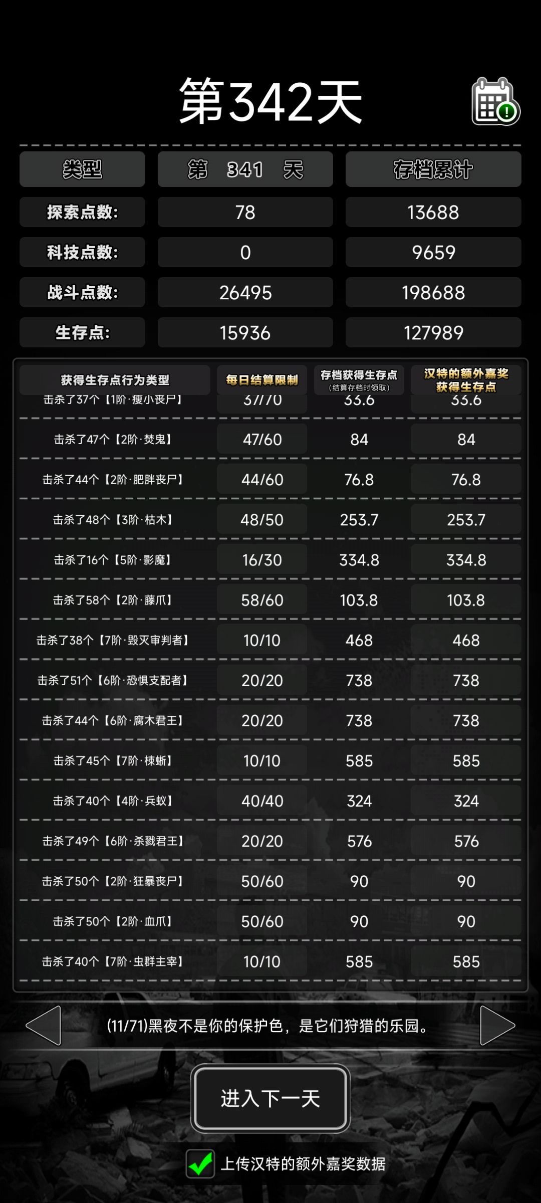 新版本生存点结算问题 1
