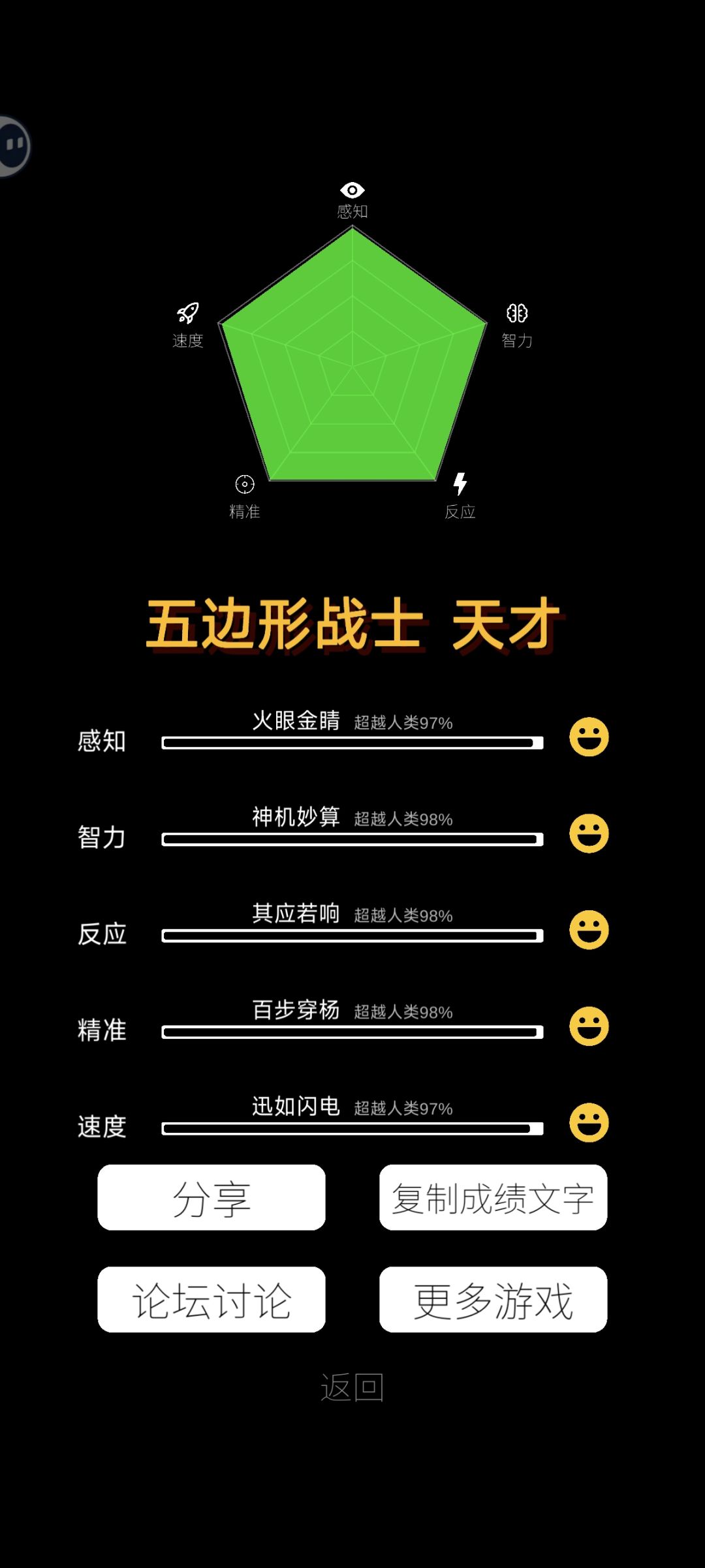 我在我的属性中获得称号五边形战士 天才 1