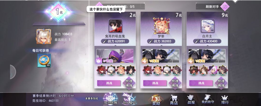 「梦境竞技场凌晨5点结算,先睡了」 2