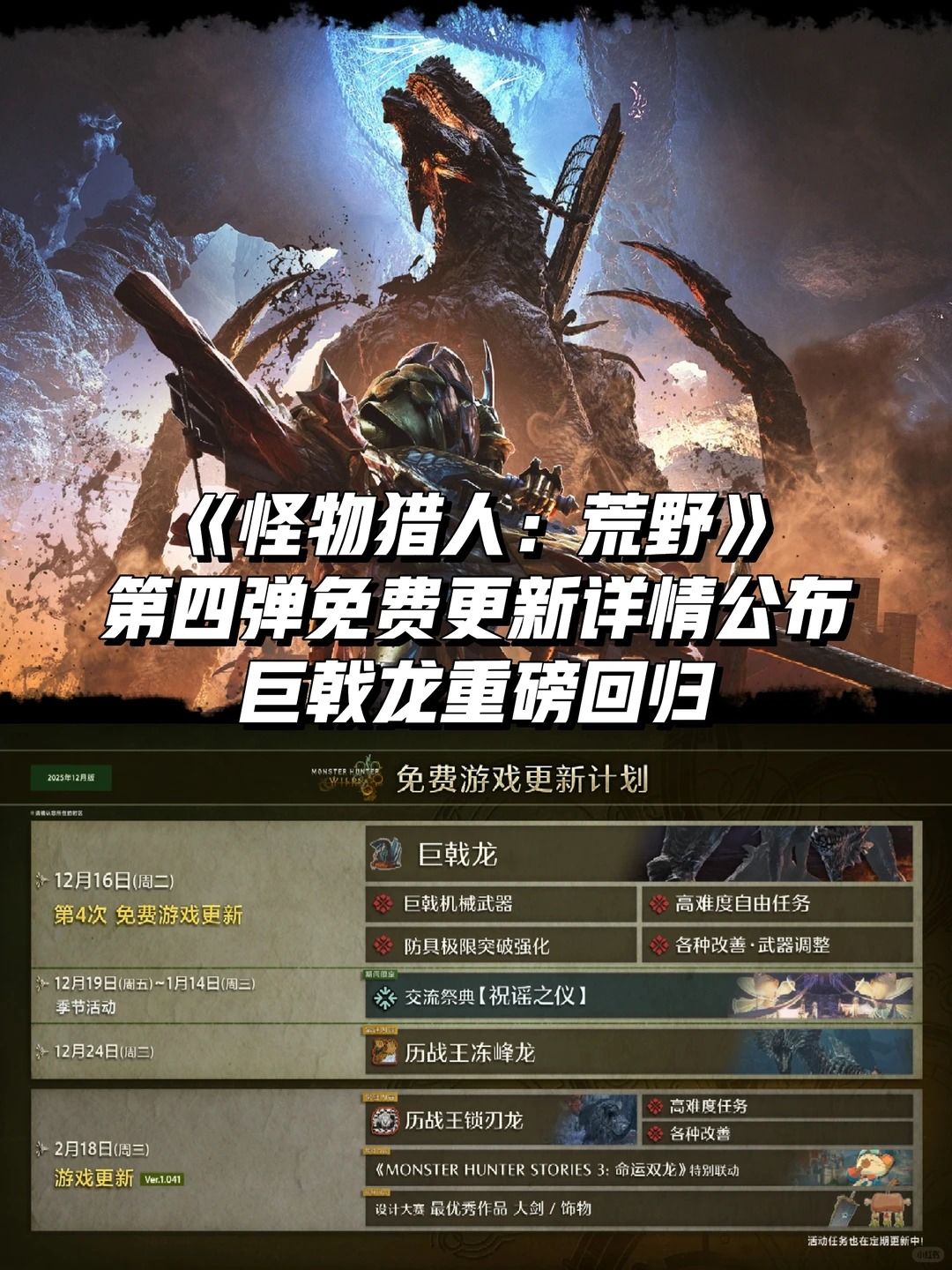 《怪物猎人：荒野》第四弹免费更新详情公布截图