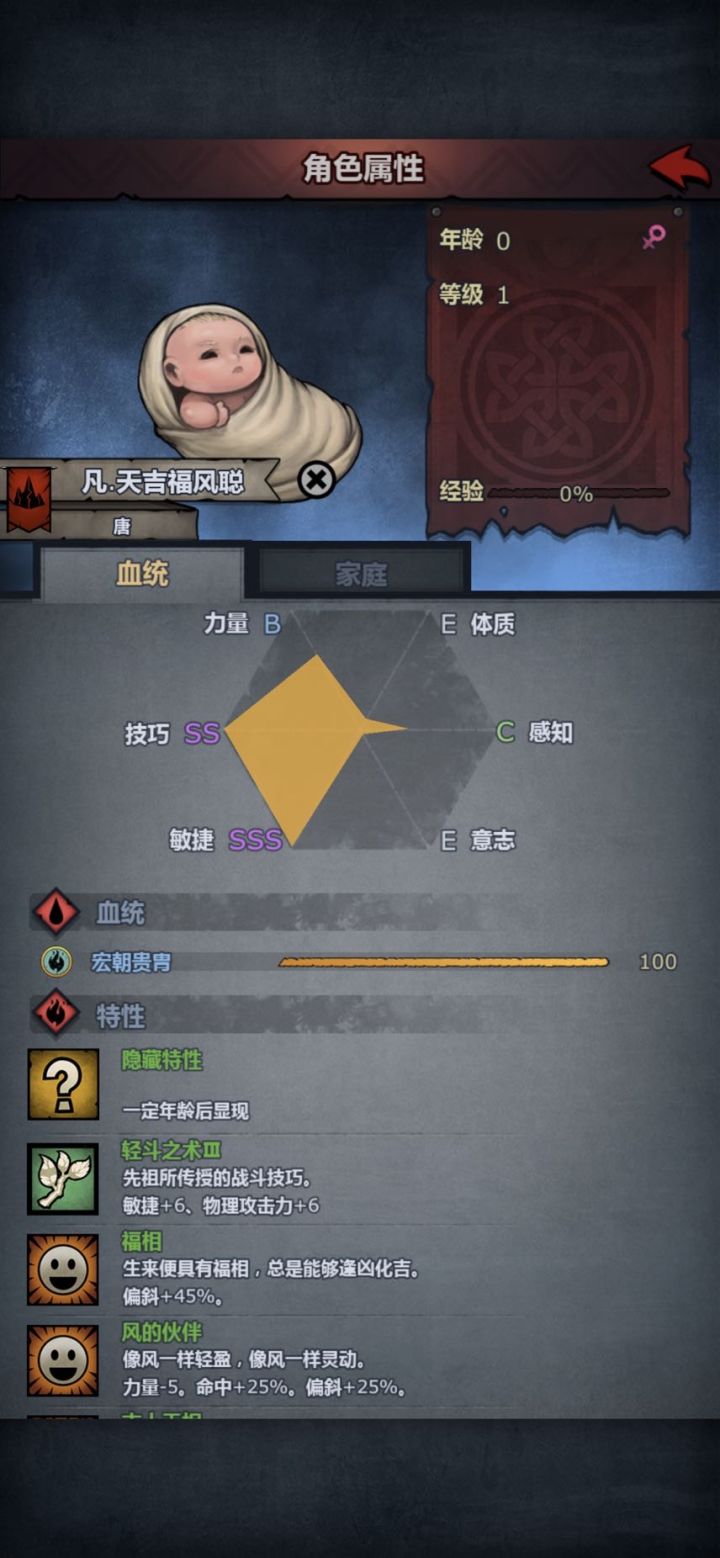 第一个5特性宏朝崽子,求指导如何养成才不辜负他。
0经验玩家,看精华帖摸索着玩,目前1275年,还差希尔和弗莱德里没到尊敬,感觉自己战力很弱,圣祐要塞摸不着塔就死那种……
照着前辈们的攻略做了力体,力敏,感意3套传家宝,暂时还没能力做那些高端极限版的。
常用的阵容是宏朝血脉屠戮+移形换影剑圣,搭配北地血脉平民纯剑圣拆塔,其他的就是诗人带一个激励主教(狂热的经常冲前面回合数到了就暴毙了,不会用截图