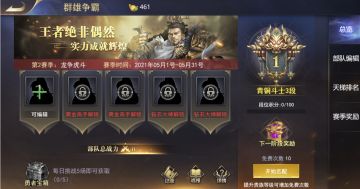 《三国我是主公》群雄争霸攻略
群雄争霸是一个跨服排位积分玩法，在这里可以碰到各个服的大佬和巨佬玩家，凭战力和自己的积分段位匹配合适的对手进行挑战，可以使用田忌赛马的手段获取胜利，拿到积分。但到了高阶段位，就需要自己的每个队伍都比较强才能有机会获得胜利。
群雄争霸最高段位为最强王者，当达到钻石大神段位后，匹配到大佬的几率就会很高了，能冲刺到王者段位的几乎没有弱者。
群雄争霸的比赛模式是一步步进阶的，