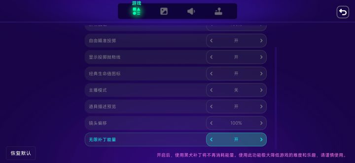 这个无限补丁能量是什么意思感觉什么变化也没有截图