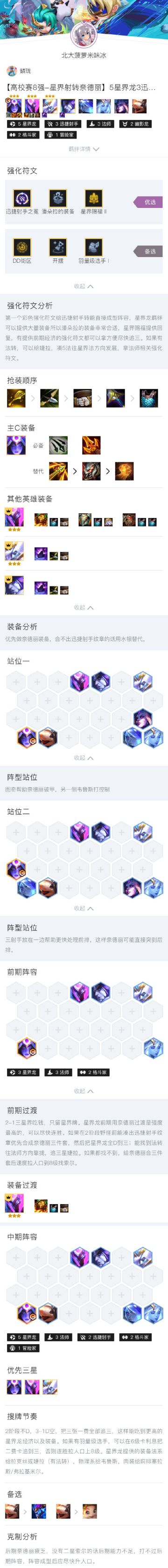 #金铲铲高校杯邀请赛# 高校赛8强阵容推荐，星界射手转奈德丽