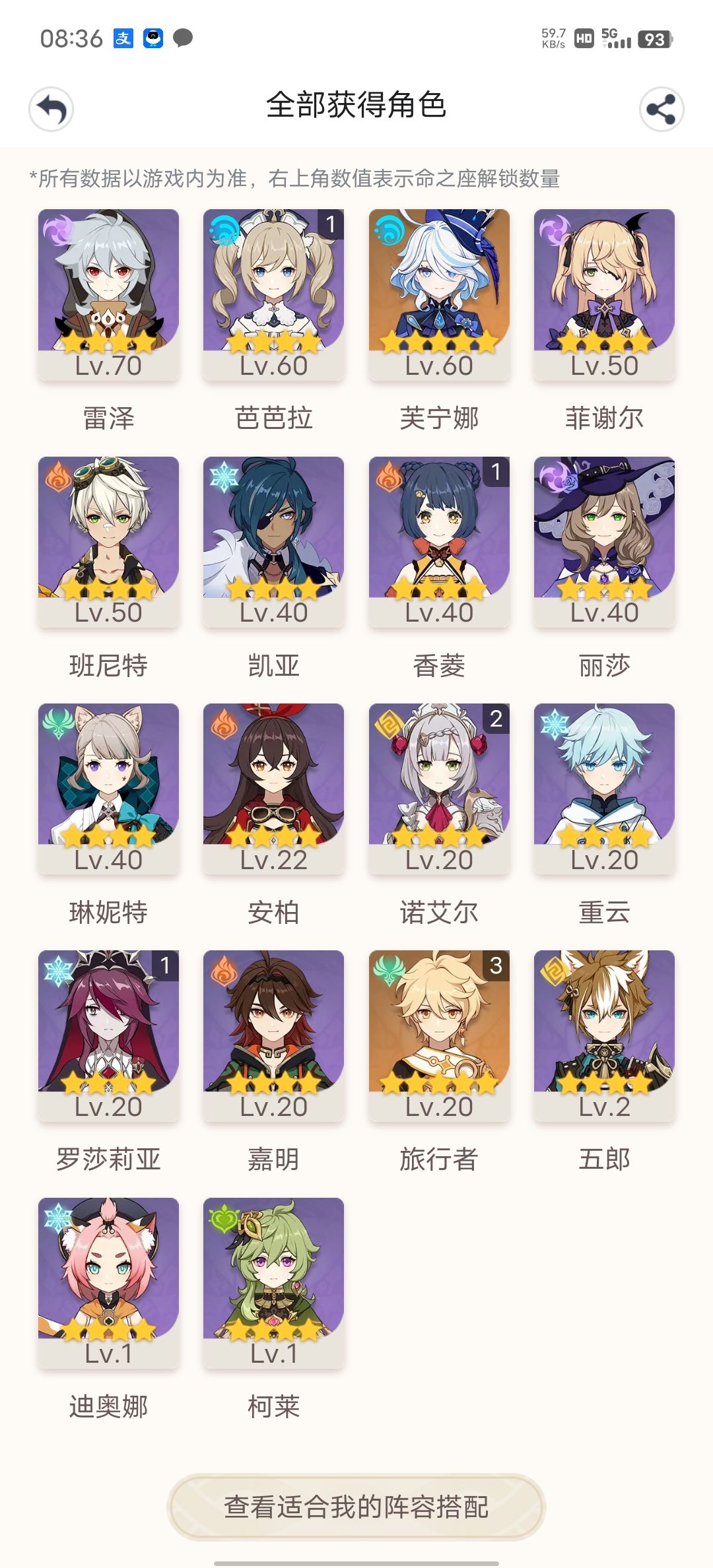 大佬帮我看看阵容 1