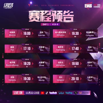 伊瑟EWS亚洲交流赛 对阵公布
