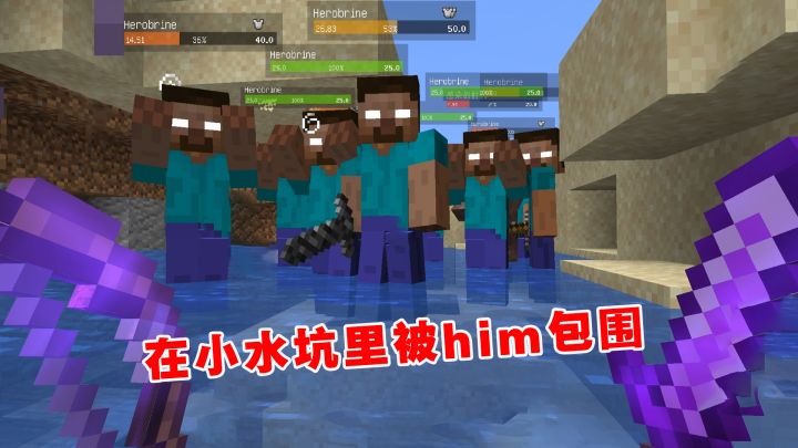 我的世界Him传说19：老帅在小水坑里翻船，被him包围截图