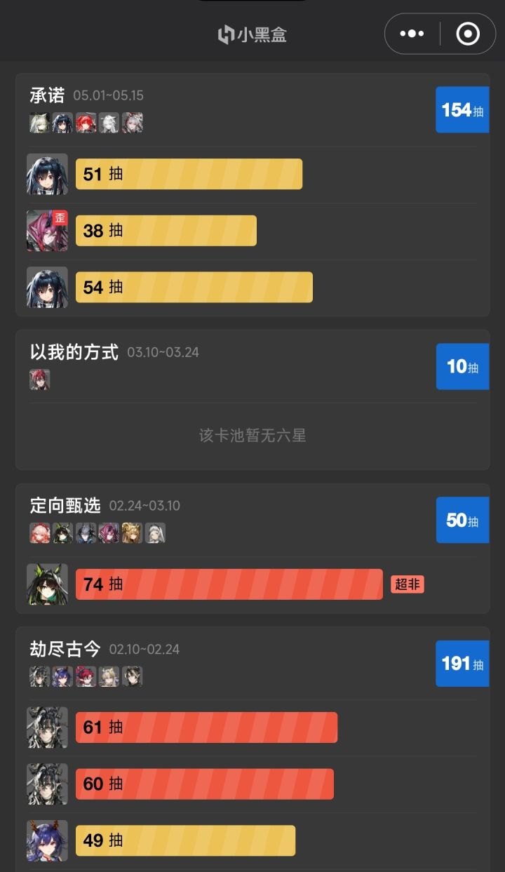 别40抽一个角色了，让我享受下十连双金吧截图