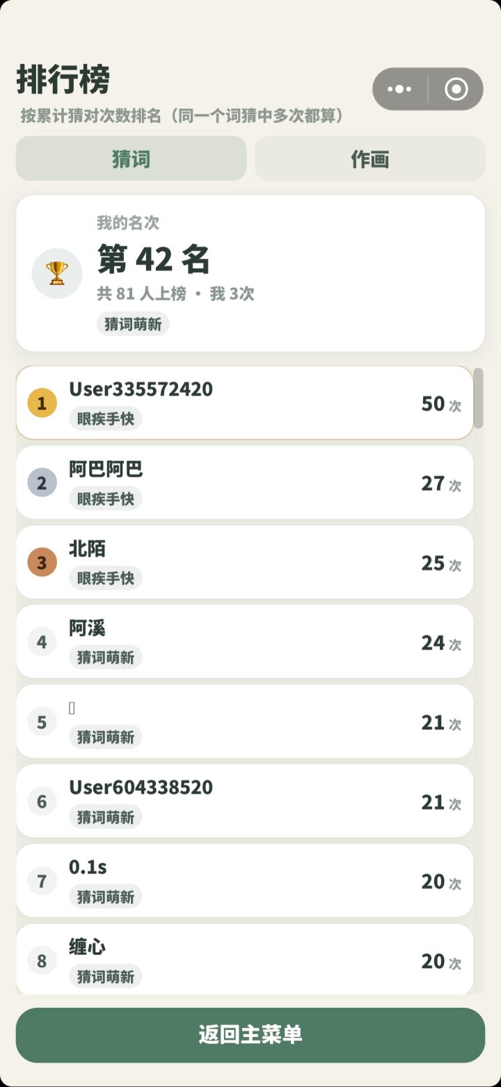 增加了我的成就和排行榜截图