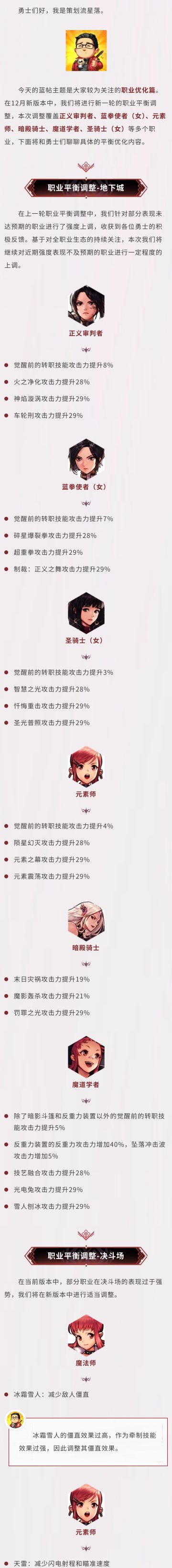 多职业强度调整！新版本明日正式上线