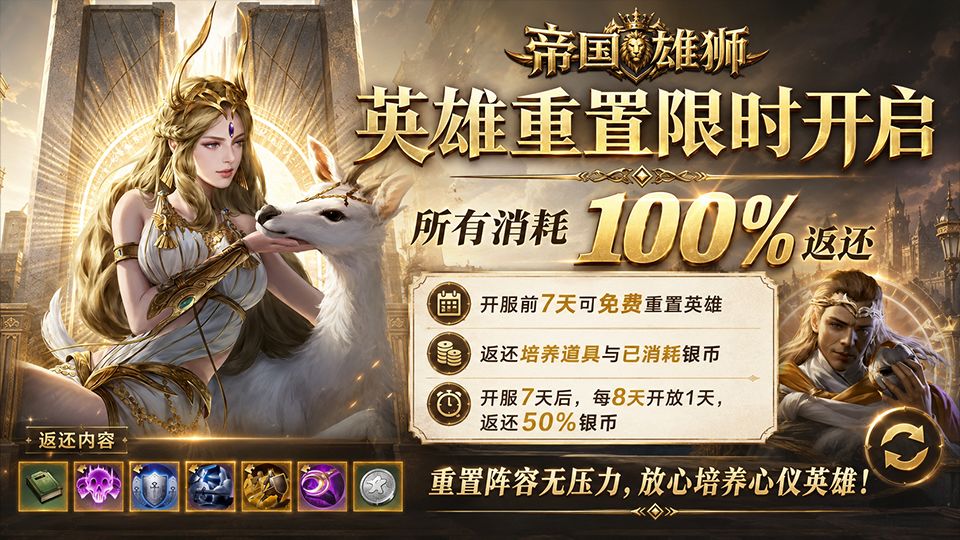 《帝国雄狮》英雄重置功能限时开启！养错英雄也不用慌截图