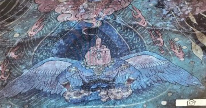 老外误解《黑神话悟空》壁画中“竖中指”截图