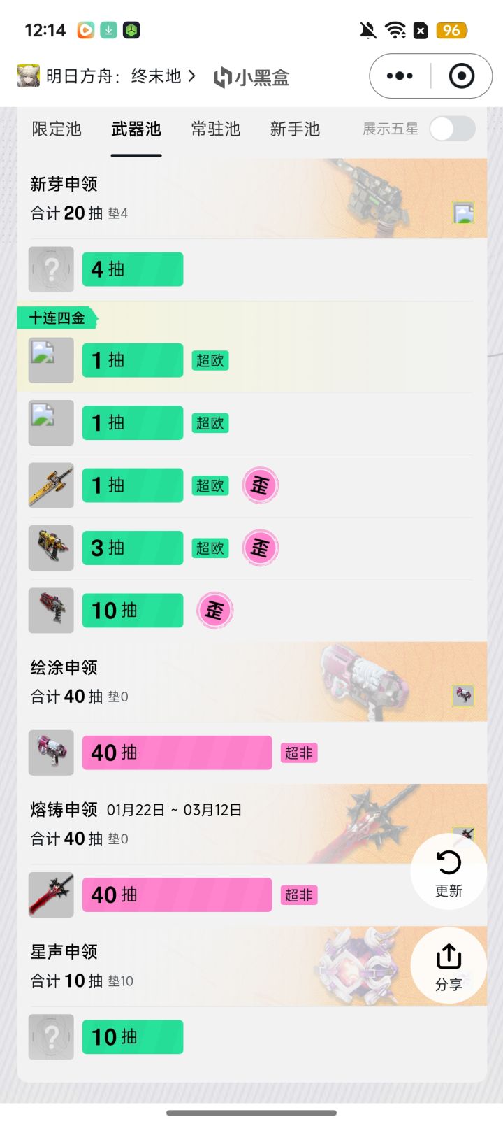 我是不是算非常抽不出来角色但是武器能抽出截图