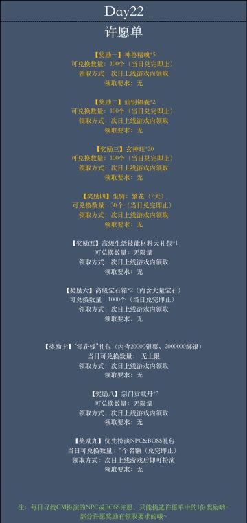 【二测活动第三弹】“每日找NPC许愿 100%领奖励”（许愿单已更新2月8日）