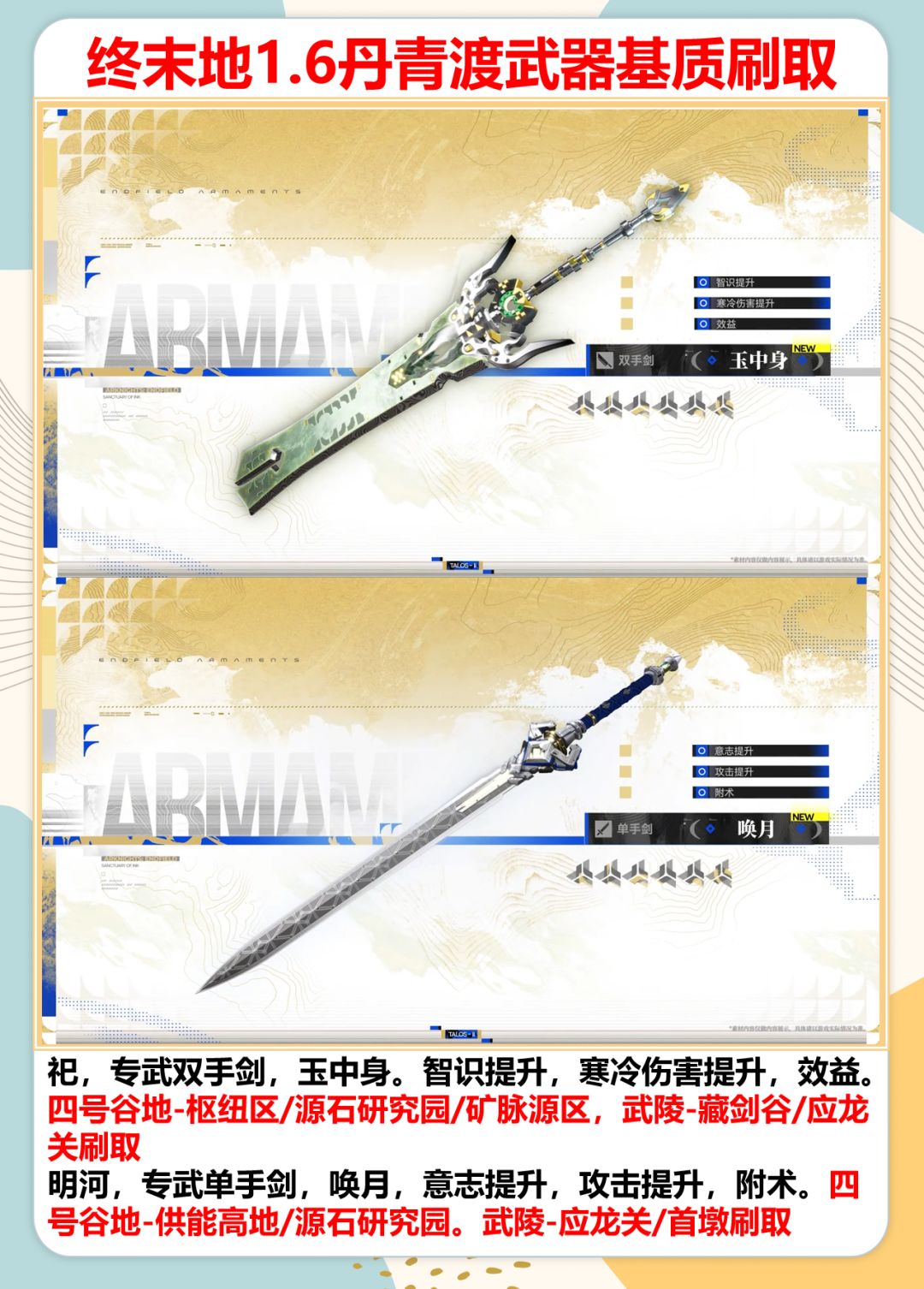 终末地1.6丹青渡基质刷取地点,祀,明河 1