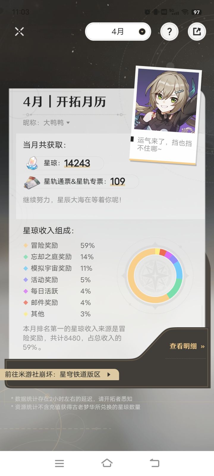 只买了小月卡，目前的进度是正常水平吗截图