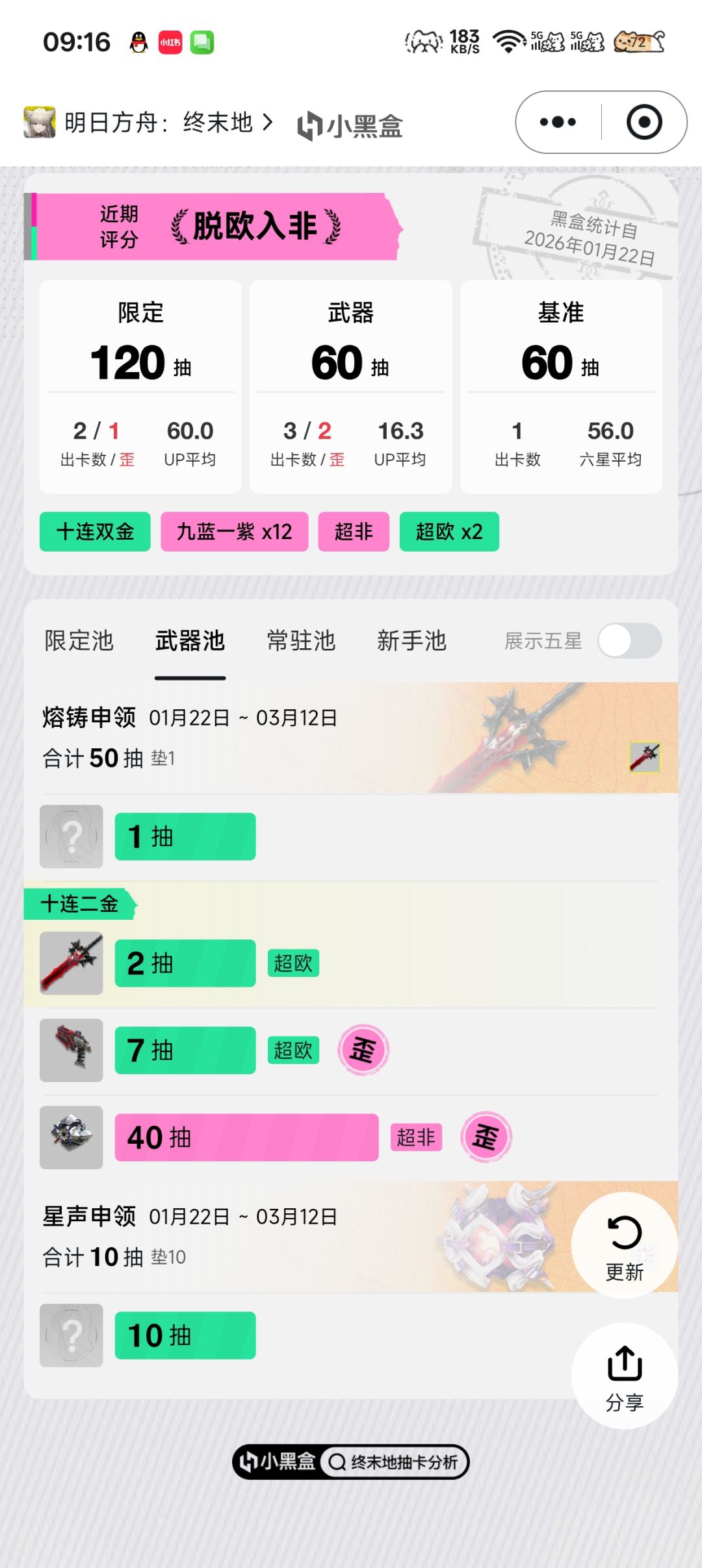 没招了，角色池非武器补 3