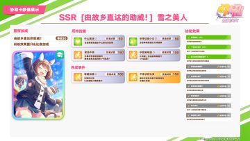 即将登场的SSR协助卡“[由故乡直达的助威！]雪之美人”、SR协助卡“[这是送给你的]西野花”数值公开！