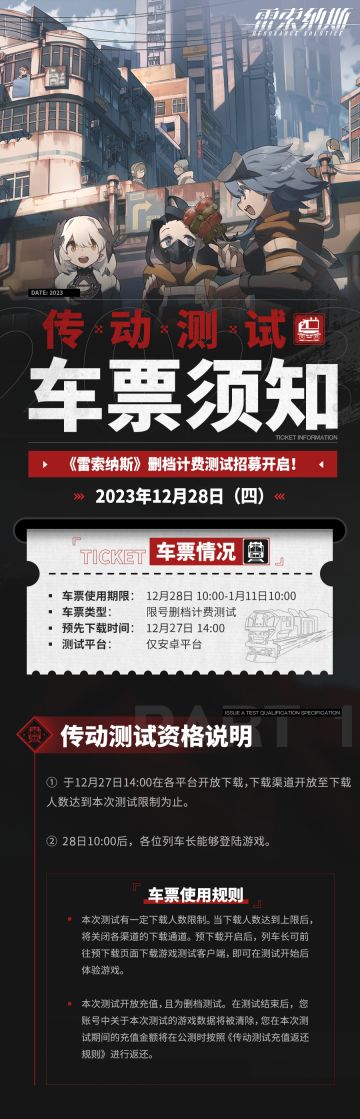 传动测试 | 车票须知：删档计费测试资格说明