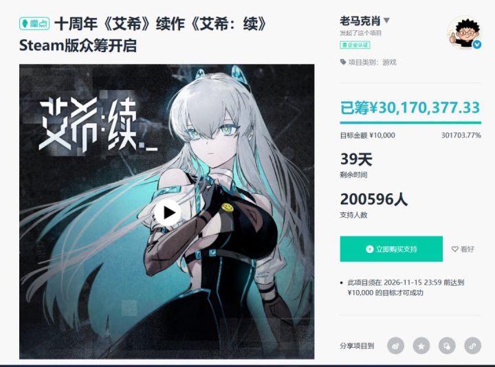 【快讯】众筹突破3000万制作人呼吁别造神截图