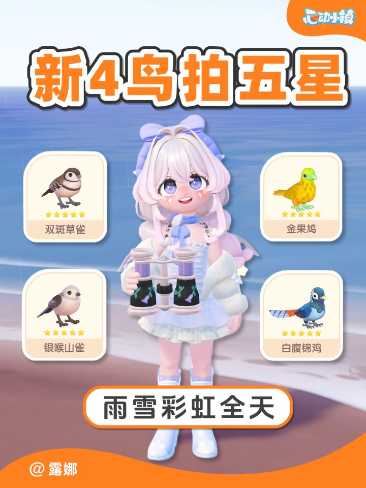 新4只鸟观鸟五星攻略 天气时间 地点 距离 动作 五星要求截图