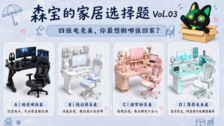 ⌨️ 森宝的家居选择题 Vol.03|四张电竞桌,你最想搬哪张回家?截图