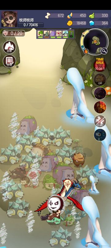 1.前两关有点类似，都是同等级怪一群群出现，直接一路攒怪推到最后一级怪，收满一队就可以打BOSS通关了
2.中间洞穴的的怪基本没有打的必要，除了偶尔攒几个精英怪，反正打BOSS也不靠这些，而且到下一关很快就排不上用场了，刷过BOSS马上进入下一关，没必要3刷取大哥，回头可以用下一关的怪完虐
3武器就拿最垃圾的那把升满就行，省钱，群体加成没差别，自己的攻击没什么用；体力就选自己负担得起的好衣服买，要