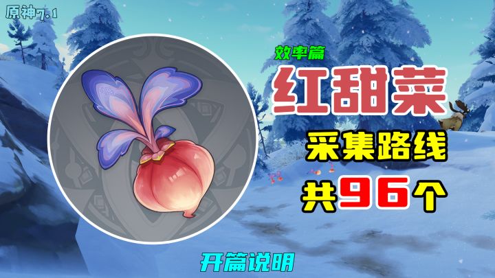 【原神】红甜菜采集路线(96个,效率篇),开篇说明截图