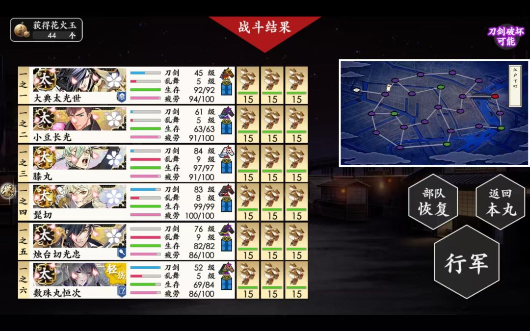 夜花战况升级统计表 2