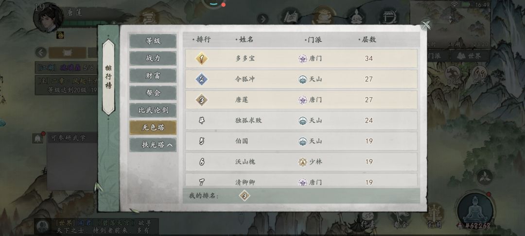 20区36块唐门第一天塔28过不去了 2