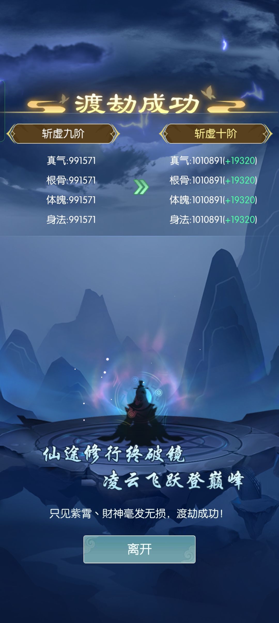 历时4.7万年,斩虚十目标达成。 1